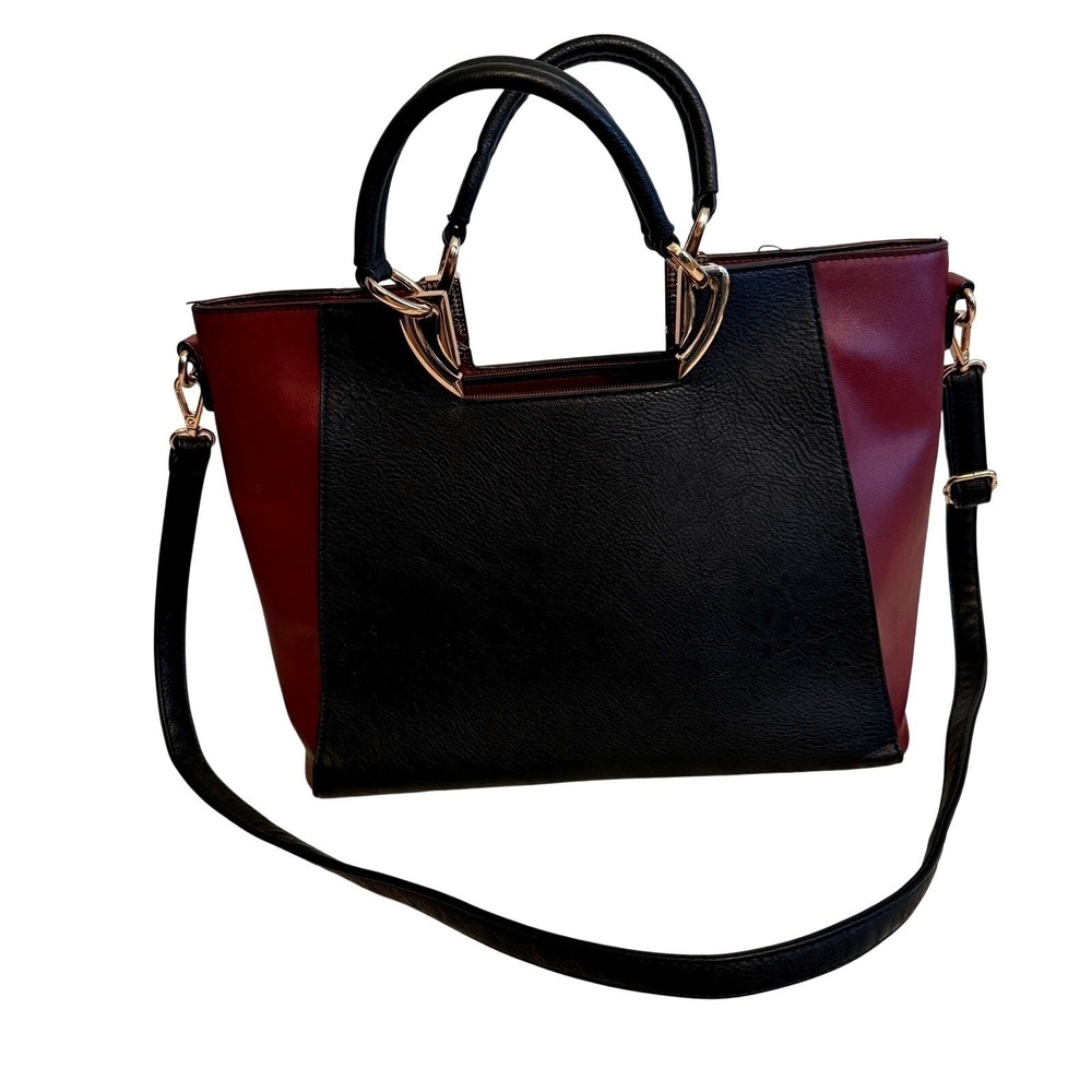 Dasein Colorblock Satchel Handbag Crossbody Zipper Adjustable Strap Professional